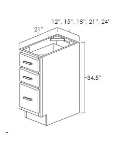 Rustic Hickory 12" x 21" Vanity Drawer Base Cabinets